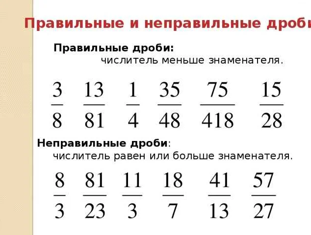 Сравнение правильной дроби с неправильной