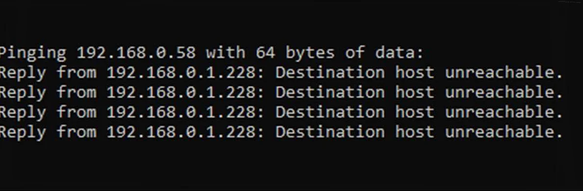 Ping host unreachable. Ping Error. Ping response.