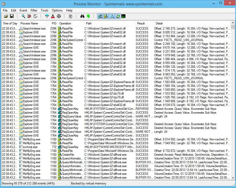 Использование procmon exe в отладке
