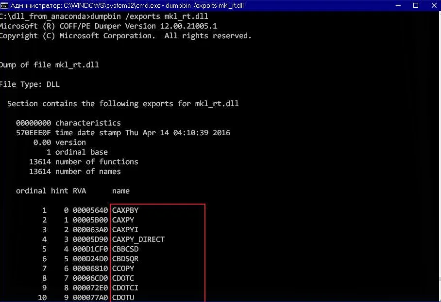 Шаг 5. Проверка установки библиотеки mkl