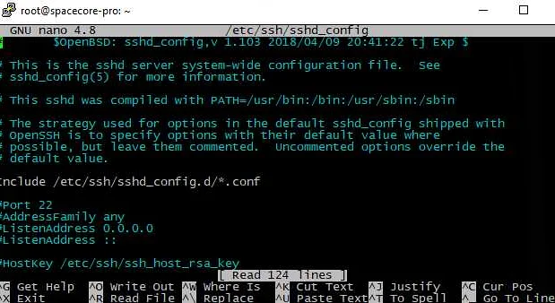 Редактирование файла конфигурации sshd
