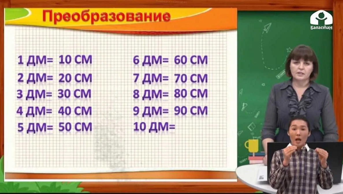 Сколько сантиметров в 1 дм математически?