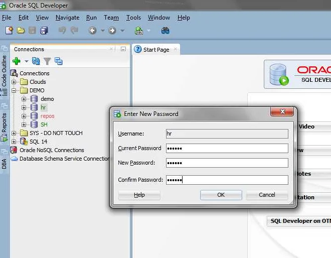 Измените пароль через интерфейс SQL*Plus